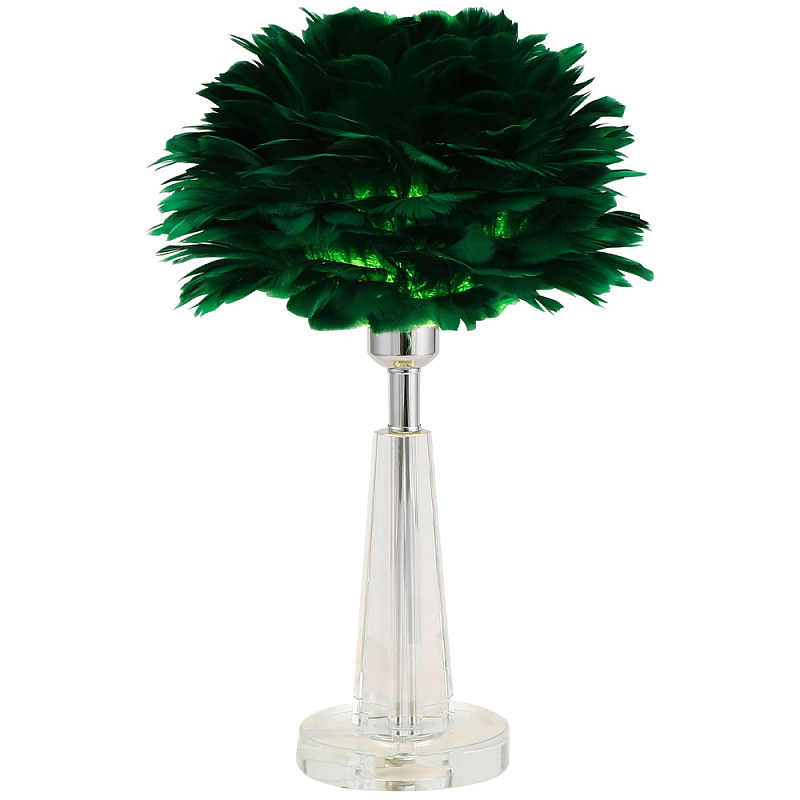Настольная лампа с перьями Plumage Green Table Lamp Зеленый Прозрачный Хром Настольная лампа с перьями Plumage Green Table Lamp Зеленый Прозрачный Хром в Брянске | Loft Concept