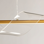 Люстра линейная золотистого цвета с двумя прозрачными волнистыми элементами Wave Line варинант исполнения - 9 | Loft Concept в Брянске