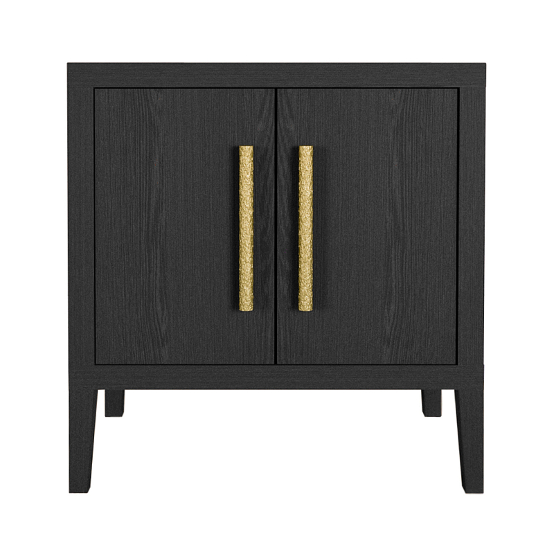 Тумбочка Primo с дверцами шпон Черный дуб Черный Золотой в Брянске | Loft Concept 