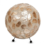 Настольная лампа из перламутра на металлическом каркасе Indonesian Circle варинант исполнения - 3 | Loft Concept в Брянске