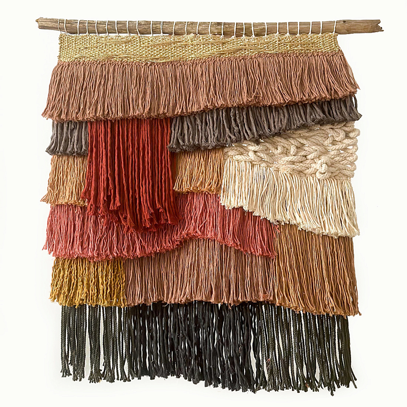 Текстильное Панно с бахромой Бежевый Терракотовый в Брянске | Loft Concept 