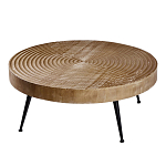 Журнальный столик с круглой фактурной столешницей из натурального дерева Vortex варинант исполнения - 1 | Loft Concept в Брянске