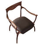 Стул деревянный с мягким сиденьем из коричневой натуральной кожи Moon Walnut Furniture варинант исполнения - 13 | Loft Concept в Брянске