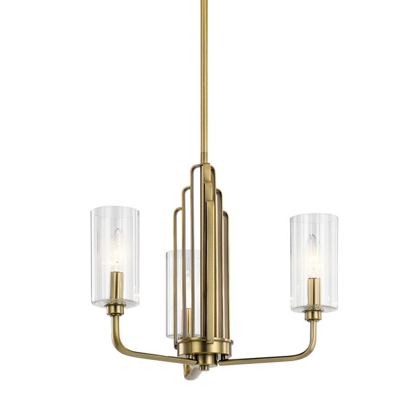  Люстра с прозрачными рифлеными цилиндрическими плафонами Kichler Латунь Прозрачное Стекло Никель в Брянске | Loft Concept 