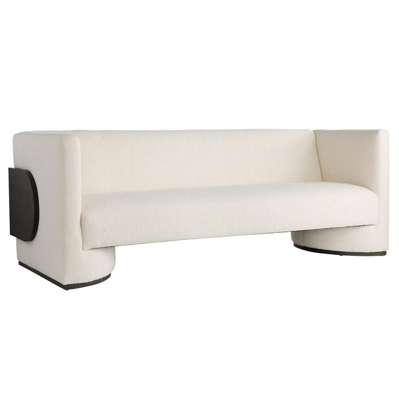 Трехместный диван Florida Sofa с элегантным деревянным декором Белый Черный Трехместный диван Florida Sofa с элегантным деревянным декором Белый Черный в Брянске | Loft Concept