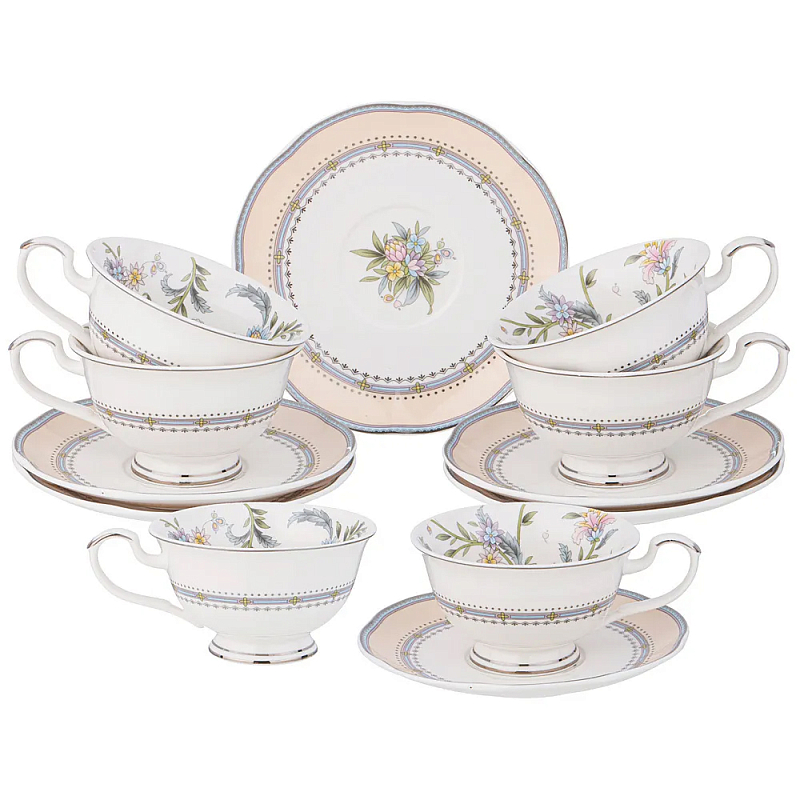 Чайный сервиз из фарфора на 6 персон 12 предметов Tea Flower Set Мульти Чайный сервиз из фарфора на 6 персон 12 предметов Tea Flower Set Мульти в Брянске | Loft Concept