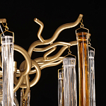 Люстра подвесная золотого цвета с разветвленными ветвями и прозрачными стеклянными подвесками Droplet Chandelier варинант исполнения - 8 | Loft Concept в Брянске