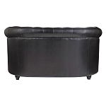 Диван кожаный двухместный на 4-х деревянных ножках из массива березы Logan Leather Seating black варинант исполнения - 3 | Loft Concept в Брянске