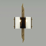 Бра с изогнутым плафоном на бронзовом основании с вертикальным декором из металлических трубок Sohne варинант исполнения - 3 | Loft Concept в Брянске