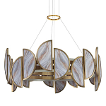 Люстра круглая с полукруглыми плафонами из искусственного алебастра в бронзовой оправе Marbella варинант исполнения - 1 | Loft Concept в Брянске