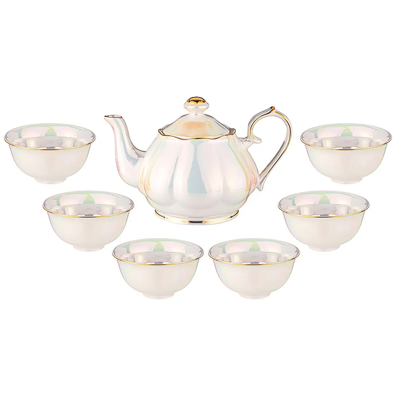 Чайный набор из фарфора на 6 персон 7 предметов Porcelain Pearl Жемчужный Чайный набор из фарфора на 6 персон 7 предметов Porcelain Pearl Жемчужный в Брянске | Loft Concept
