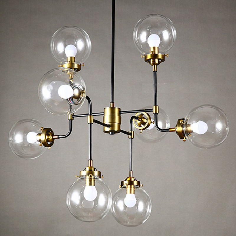 Люстра Бистро Globe Clear Glass Chandelier 8 Черный в Брянске | Loft Concept 