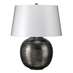 Настольная лампа с круглым фарфоровым основанием ручной работы с покрытием глазурью и белым абажуром из искусственного шелка Elstead Lighting варинант исполнения - 1 | Loft Concept в Брянске