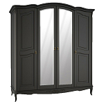 Шкаф черный четырехдверный из массива бука с зеркалами Black Provence варинант исполнения - 1 | Loft Concept в Брянске