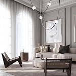 Подвесной светильник в форме дуги с белыми шарообразными плафонами Flos Wireline Lighting варинант исполнения - 4 | Loft Concept в Брянске