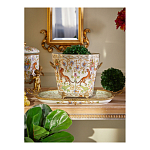 Кашпо с растительным и животным орнаментом на бронзовых ножках Turquoise Blooming Garden варинант исполнения - 5 | Loft Concept в Брянске