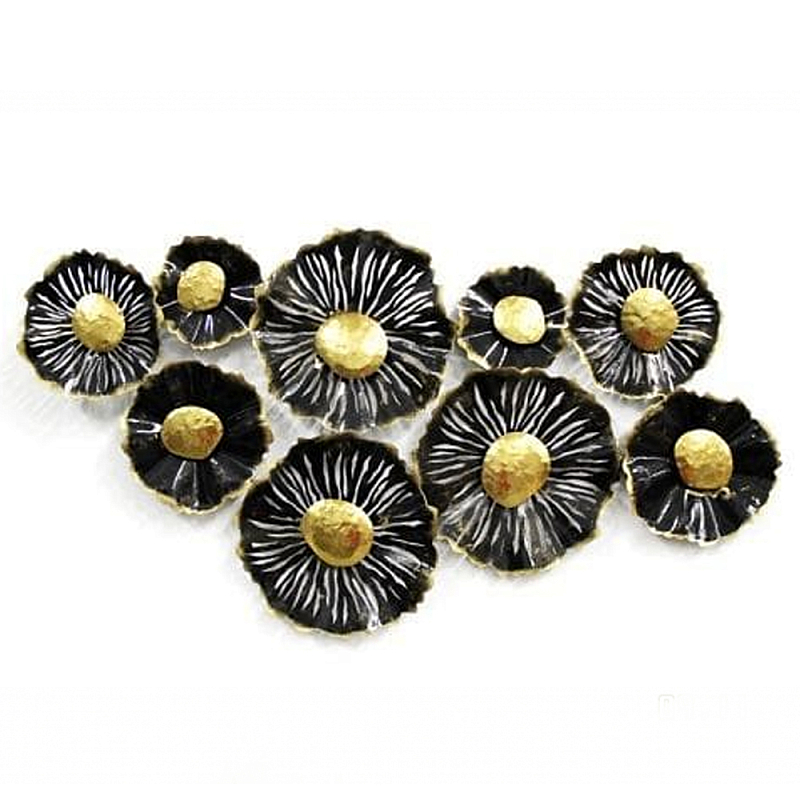 Панно настенное Blank Sheet Black flower Золотой Черный Панно настенное Blank Sheet Black flower Золотой Черный в Брянске | Loft Concept