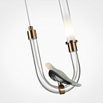 Подвесной светильник с декоративной фигуркой птицы на прозрачной изогнутой трубке Ganthea варинант исполнения - 5 | Loft Concept в Брянске