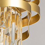 Люстра цвета матового золота с металлическими лентами и длинными прозрачными подвесками Gilded Waves варинант исполнения - 9 | Loft Concept в Брянске