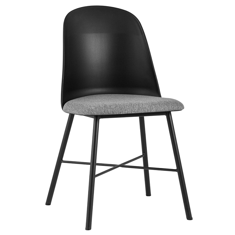 Стул из прочного пластика на металлическом основании Anora Black Черный Серый Стул из прочного пластика на металлическом основании Anora Black Черный Серый в Брянске | Loft Concept
