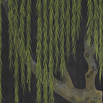 Обои ручная роспись Willow Original colourway on Edo Night painted silk варинант исполнения - 1 | Loft Concept в Брянске