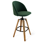 Барный стул со спинкой и металлической подставкой на 4-х деревянных ножках Зеленый Велюр Vendramin Chair варинант исполнения - 1 | Loft Concept в Брянске
