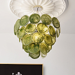 Люстра из зеленых стеклянных дисков с перламутровым эффектом Green Glowing Glaze варинант исполнения - 4 | Loft Concept в Брянске