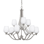 Люстра двухъярусная с белыми матовыми стеклянными плафонами в форме винных бокалов Feiss варинант исполнения - 1 | Loft Concept в Брянске