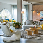 Кресло изогнутое с обивкой из ткани букле Smooth Bend Boucle Chair варинант исполнения - 8 | Loft Concept в Брянске