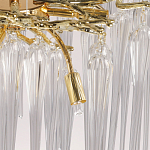 Люстра золотого цвета с декоративными ветками и длинными прозрачными стеклянными подвесами в форме сосулек Droplet Chandelier варинант исполнения - 9 | Loft Concept в Брянске