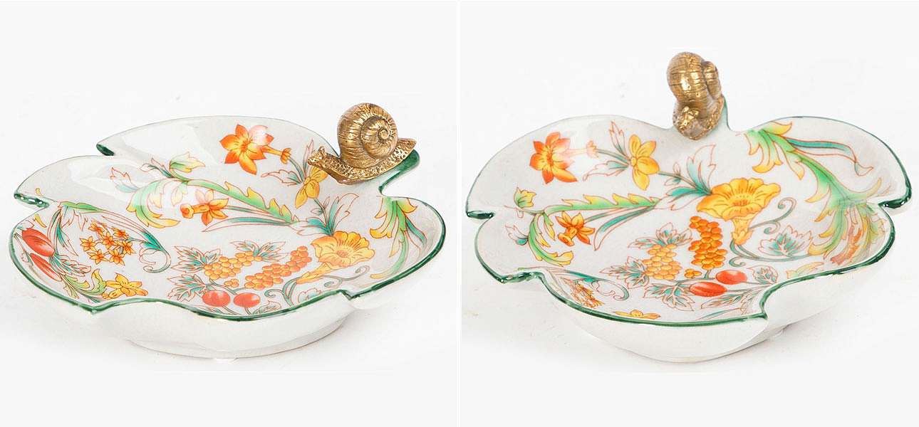 Пепельница фарфоровая с бронзовой улиткой Snail Пепельница фарфоровая с бронзовой улиткой Snail - Loft-Concept в Брянске