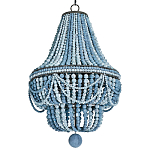 Люстра каплевидной формы украшенная круглыми бусинами синяя Blue Wooden Beads Chandelier варинант исполнения - 2 | Loft Concept в Брянске