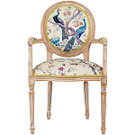Полукресло из массива бука бежевое с изображением птиц и цветов Beige Green Chinoiserie Garden Chair варинант исполнения - 1 | Loft Concept в Брянске