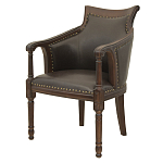 Кресло кожаное на 4-х деревянных ножках из массива березы Ethan Armchair brown варинант исполнения - 3 | Loft Concept в Брянске