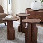 Круглый приставной стол из массива ореха Balu Wooden Side Table варинант исполнения - 7 | Loft Concept в Брянске