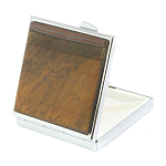 Таблетница карманная квадратная с 4-мя отделениями с зеркалом и накладкой из натурального камня Тигровый глаз Silver Stone Pillboxes варинант исполнения - 2 | Loft Concept в Брянске