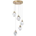 Каскадная люстра с 5-ю хрустальными плафонами Esme Crystal Brass Chandelier варинант исполнения - 1 | Loft Concept в Брянске