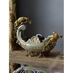 Чаша голубого цвета с оранментом и и бронзовыми фигурами леопардов Eden Garden варинант исполнения - 6 | Loft Concept в Брянске