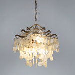 Люстра подвесная с белыми перламутровыми подвесками и изогнутыми золотистыми элементами Диаметр 50 см SHELL Chandelier варинант исполнения - 2 | Loft Concept в Брянске