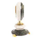 Часы настольные бронзовые из натуральных камней Мрамор и Змеевик Stone Clock варинант исполнения - 9 | Loft Concept в Брянске