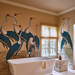 Обои ручная роспись Sarus Cranes Colourway SC-208 on Raw Silk dyed silk варинант исполнения - 1 | Loft Concept в Брянске