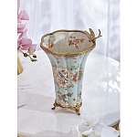 Ваза голубого цвета из фарфора с цветочным рисунком и бронзовой стрекозой Blue Garden варинант исполнения - 7 | Loft Concept в Брянске