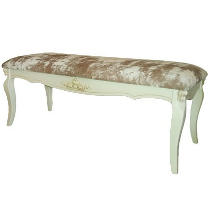 Банкетка велюр в стиле прованс Blaise French Seating Banquette Бежевый Коричневый в Брянске | Loft Concept 