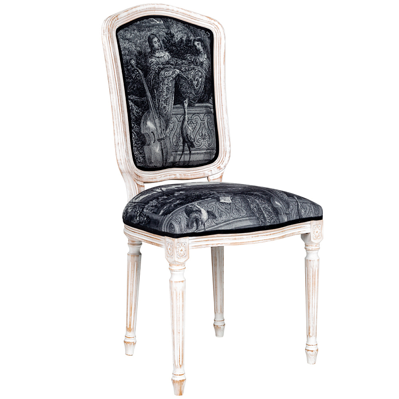 Стул Monceau Palace Stool Черно-белый Белый винтажная патина Стул Monceau Palace Stool Черно-белый Белый винтажная патина в Брянске | Loft Concept