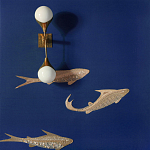 Обои с вышивкой ручной работы Deco Fish Aurum colourway on Caribbean Sea slub silk варинант исполнения - 2 | Loft Concept в Брянске