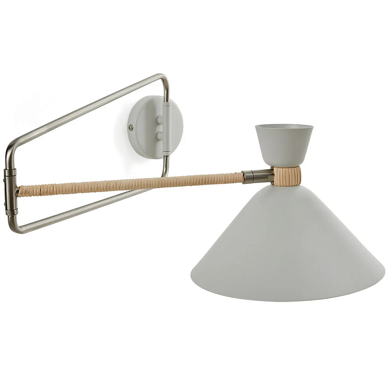 Бра на шарнире Davy Rattan Wall Lamp Бежевый Белый Хром Бра на шарнире Davy Rattan Wall Lamp Бежевый Белый Хром в Брянске | Loft Concept