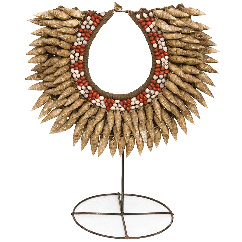 Этническое ожерелье из ракушек на подставке Ethnic Necklace Sharp Shells Коричневый Красный Белый в Брянске | Loft Concept 