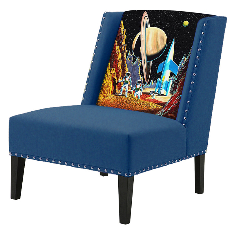 FUN Armchair Retro Futurism Dark blue Дизайнерское кресло с цветным принтом Сапфирово-синий FUN Armchair Retro Futurism Dark blue Дизайнерское кресло с цветным принтом Сапфирово-синий в Брянске | Loft Concept